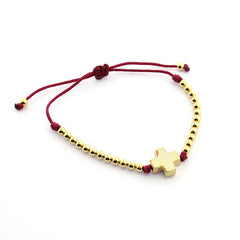 PLA DOR - pulsera cruz personalizable dorada 10mm con bolitas