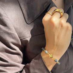 GAUDE - Pulsera rosario decenario dorado y piedras