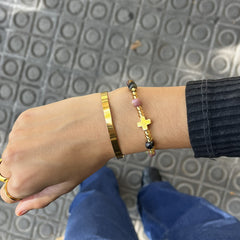 GAUDE - Pulsera rosario decenario dorado y piedras