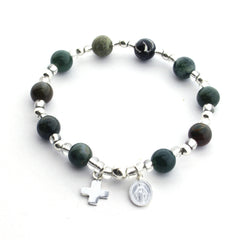 ESPERANZA - Pulsera rosario decenario de plata y piedras naturales