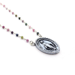 VIRGEN MILAGROSA - collar piedras naturales 20x30mm