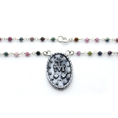 VIRGEN MILAGROSA - collar piedras naturales 20x30mm