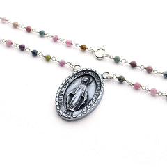VIRGEN MILAGROSA - collar piedras naturales 20x30mm