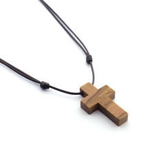 Collar CRUZ madera de olivo Tierra Santa 19x30mm