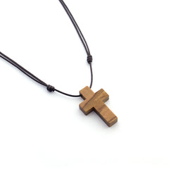 Collar CRUZ madera de olivo Tierra Santa 19x30mm