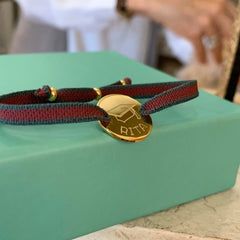 GOLDEN END OF COURSE CAP - customizable bracelet with 15mm gold medal
