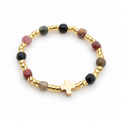 GAUDE - Pulsera rosario decenario dorado y piedras