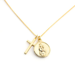 ESCAPULARIO CARMELO DOR - collar cadena escapulario y cruz dorada