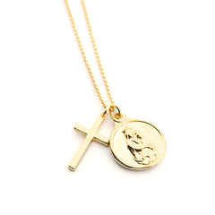 ESCAPULARIO CARMELO DOR - collar cadena escapulario y cruz dorada