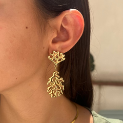 CORAL - pendientes acero dorado 20x60mm