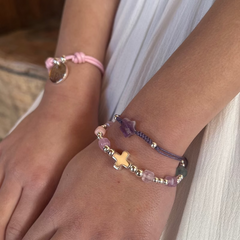 FIAT -  Pulsera rosario decenario de plata y piedras naturales para NIÑA