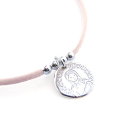 VIRGEN TRENZAS - collar medalla plata 23mm