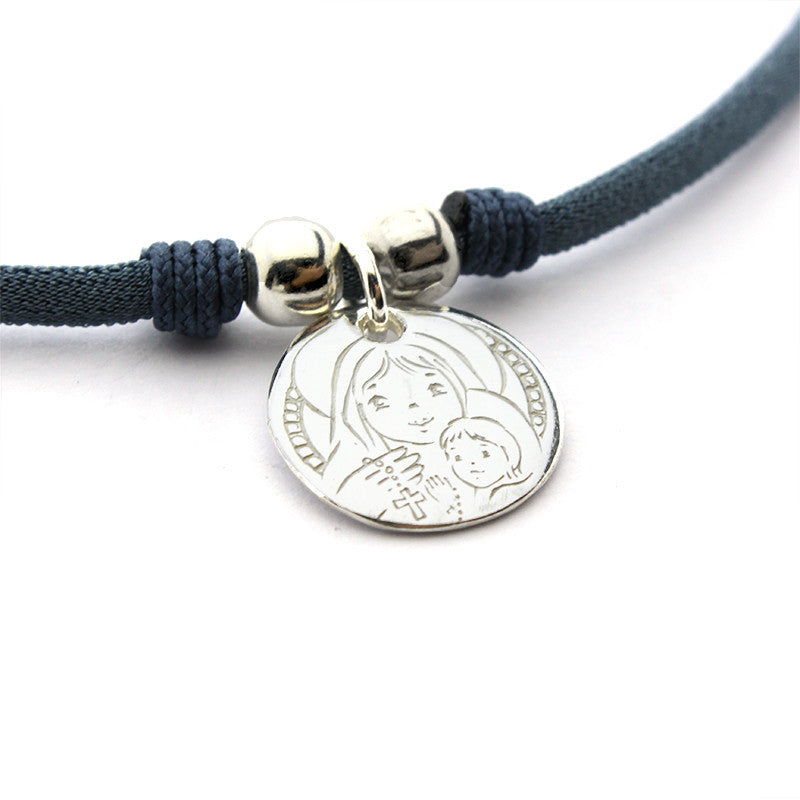 VIRGEN DEL ROSARIO - collar personalizable medalla plata 16mm