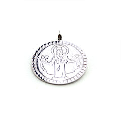Virgen de la Alegría - medallón personalizable de plata 25mm para el RAMO DE NOVIA