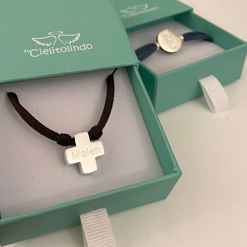 ROMA - collar personalizable cruz plata 15mm