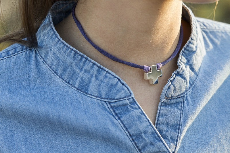 ROMA - collar personalizable cruz plata 15mm