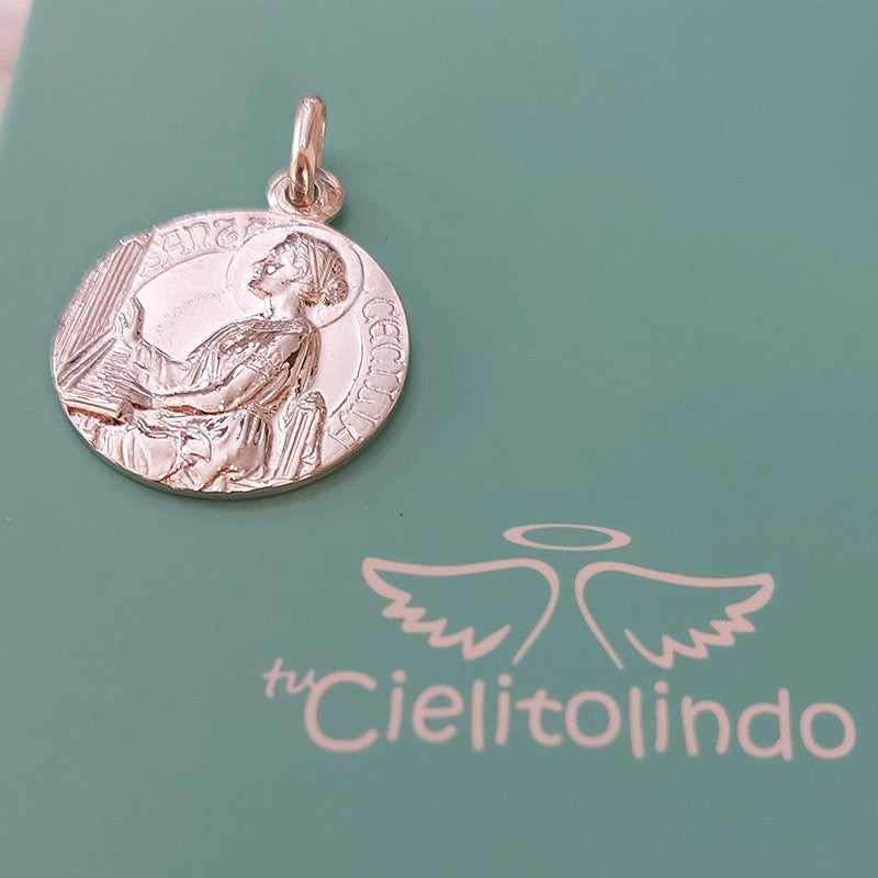 Santa Cecilia - medalla clásica de plata 20mm