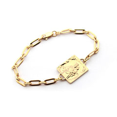 Escapulario CASA DE ORO - pulsera medalla dorada 16x17mm con cadena