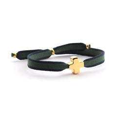 PLA DOR - pulsera cruz personalizable dorada 10mm