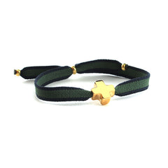 PLA DOR - pulsera cruz personalizable dorada 10mm