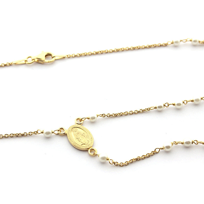 GAUDE - collar rosario dorado y perlas