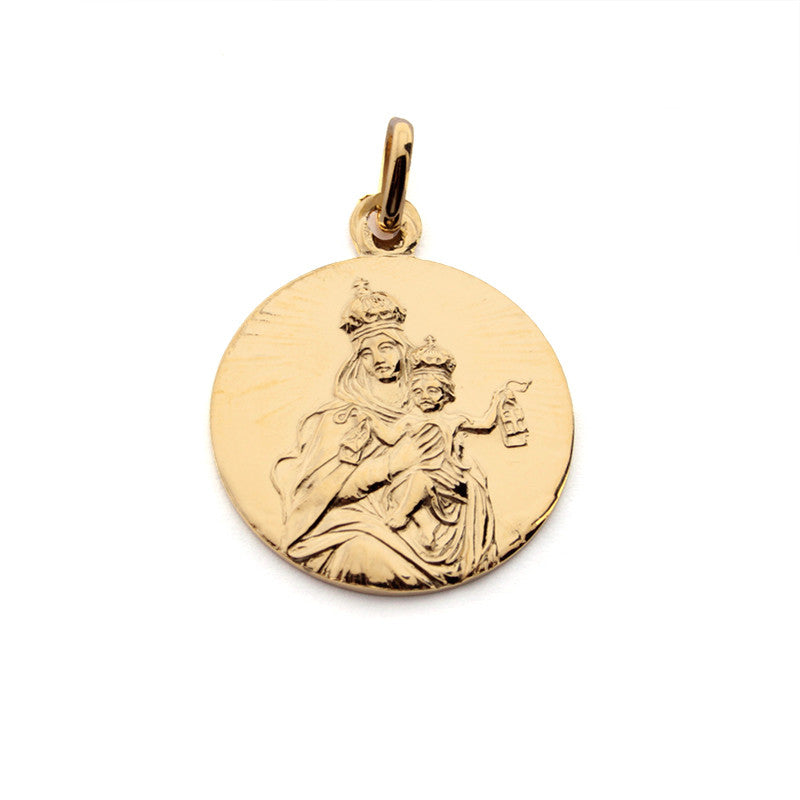 Virgen del Carmen - medallón personalizable dorada 29mm para el RAMO DE NOVIA