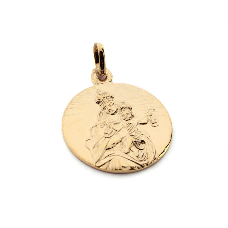Virgen del Carmen - medallón personalizable dorada 29mm para el RAMO DE NOVIA