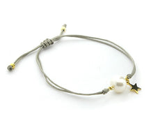 DAISY - pulsera perla y estrella dorada 4mm