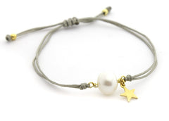 DAISY - pulsera perla y estrella dorada 4mm