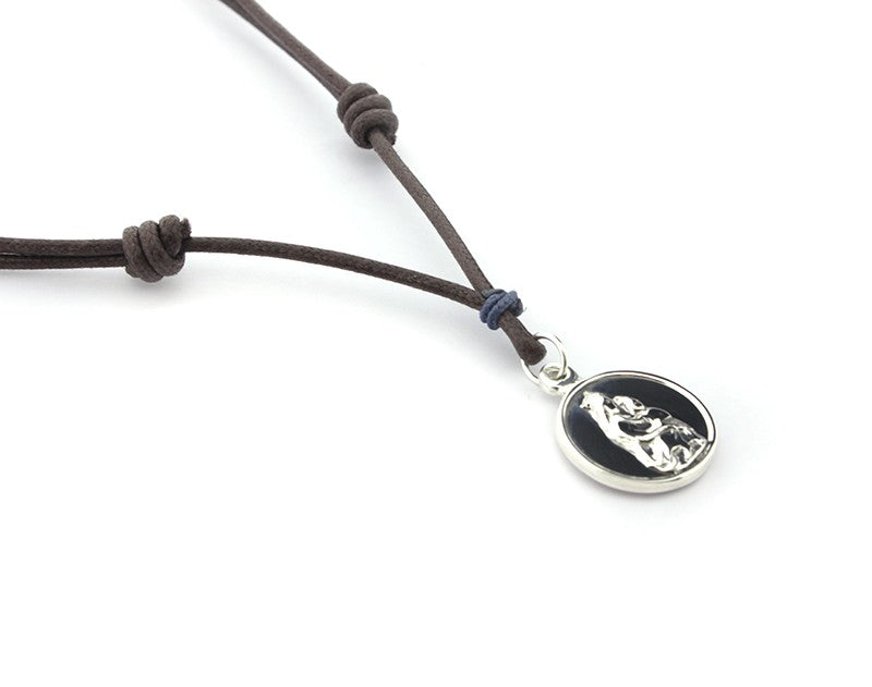 Escapulario CARMELO - collar medalla personalizable de plata 18mm con cordón