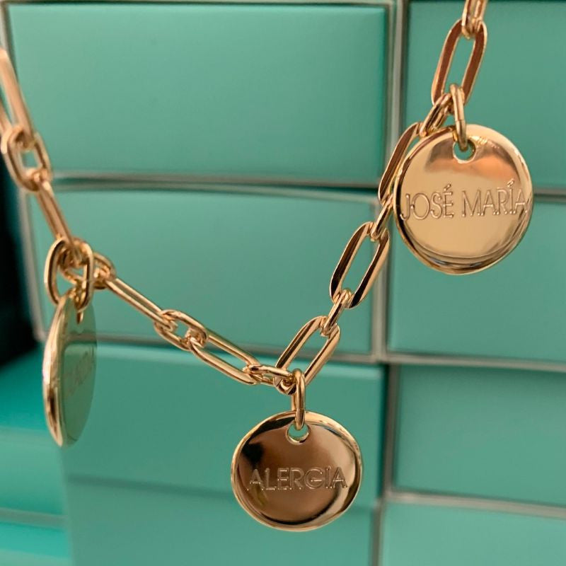 LIN - pulsera personalizable con medallas doradas 15mm