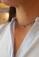 OLAYA INICIAL PLATA - Collar nuditos con letra