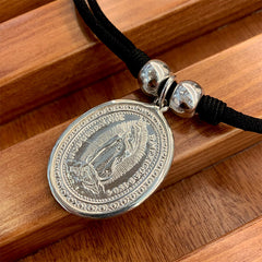 VIRGEN DE GUADALUPE BISEL- collar medallón plata 30x36mm