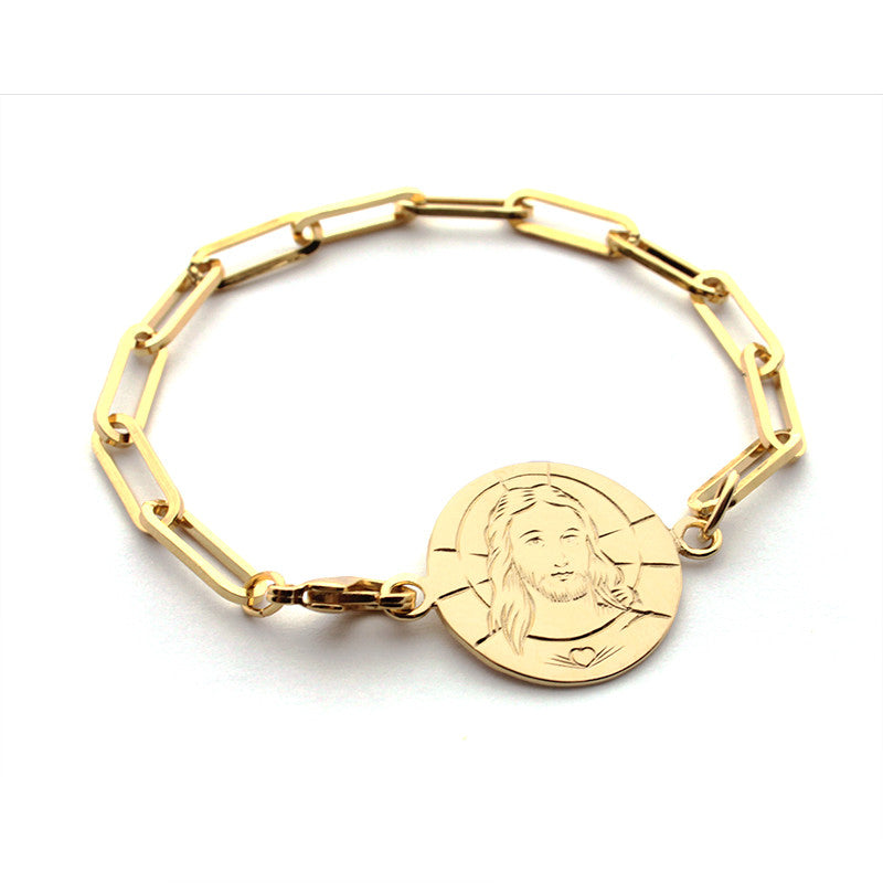 Escapulario MARÍA REINA - pulsera medalla dorada 21mm con cadena