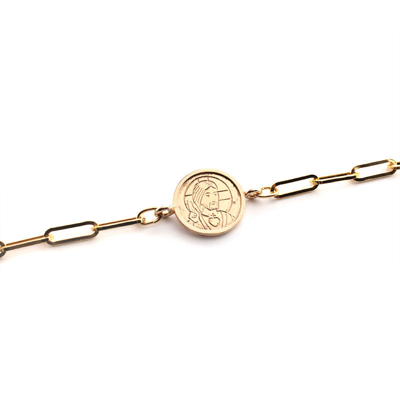 Escapulario ORA PRO NOBIS - medalla dorada 18mm con cadena