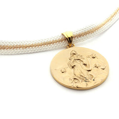 VIRGEN DE LA INMACULADA - Medallón personalizable dorado 35mm para el RAMO DE NOVIA