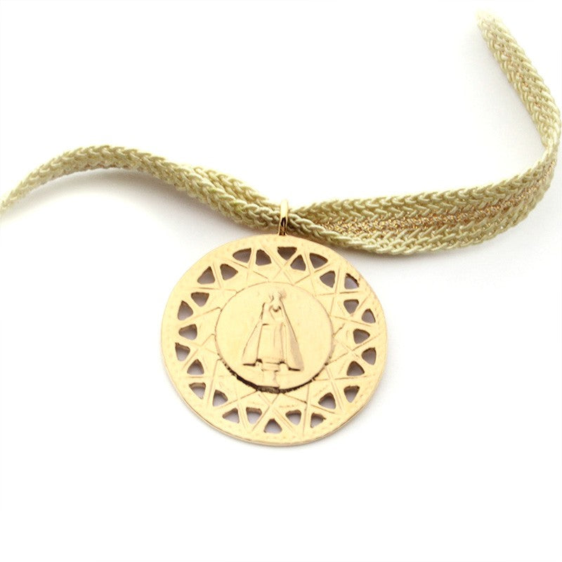 VIRGEN DEL PILAR - Medallón personalizable de dorado 30mm para el RAMO DE NOVIA
