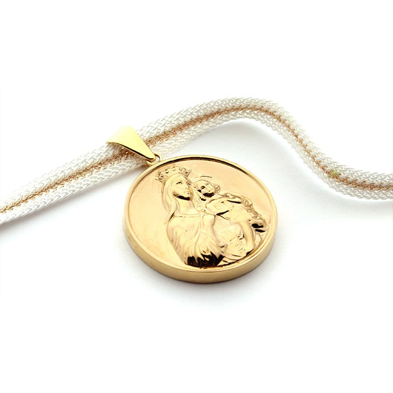 VIRGEN DEL CARMEN - medallón personalizable dorado 34mm para el RAMO DE NOVIA