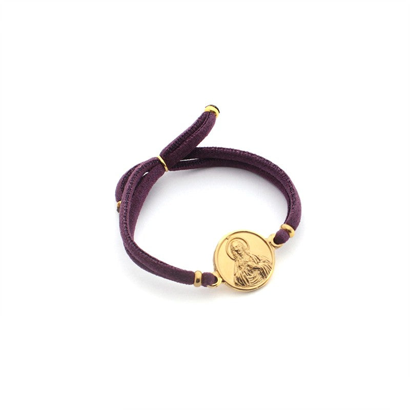 Escapulario CARMELO - pulsera medalla personalizable dorada 18 mm con elástico