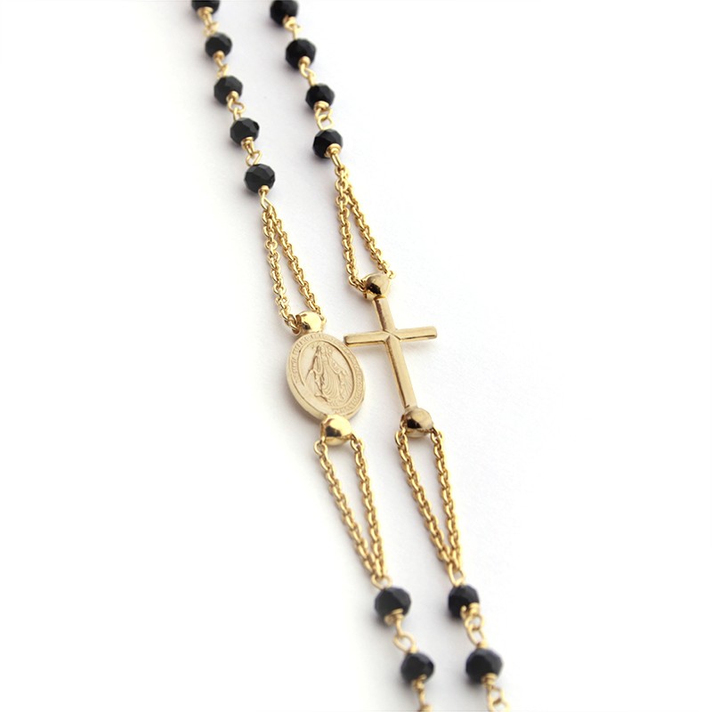 PAZ - Collar rosario dorado Virgen Milagrosa